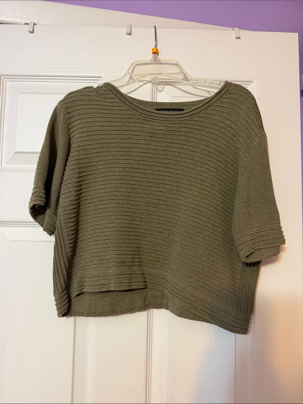 Banana Republic Olive Green Ribbed Boxy Crop Top